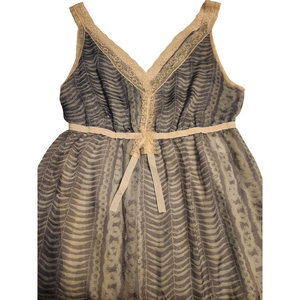 Benetton satin dress Women's Sz Large Blue lace Y2K